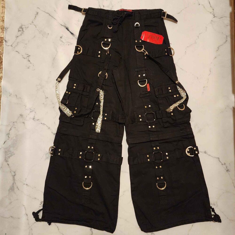 NWT Tripp NYC Black Harness DarkStreet Unisex Pants Size S Streetwear Emo Rave